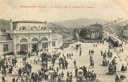 CPA FRANCE 88 "Gérardmer, la gare de l'Est et le départ du tramway"