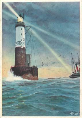 / CPSM FRANCE 29 "Phare d'Armen, transbordement d'un gardien"