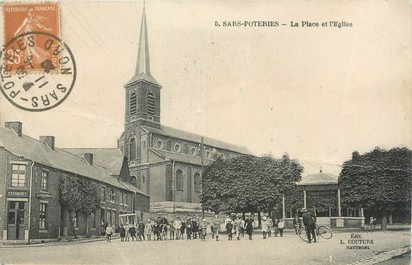 / CPA FRANCE 59 "Sars Poteries, la place et l'église"