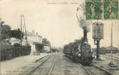 / CPA FRANCE 53 "Château Gontier, la gare" / TRAIN