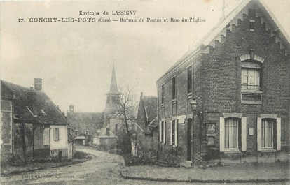 / CPA FRANCE 60 "Conchy Les Pots, bureau de postes et rue de l'église "