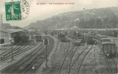 CPA FRANCE 47 "Agen, vue d'ensemble des gares" / TRAIN