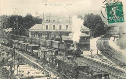 CPA FRANCE 46 "Figeac, la gare" / TRAIN