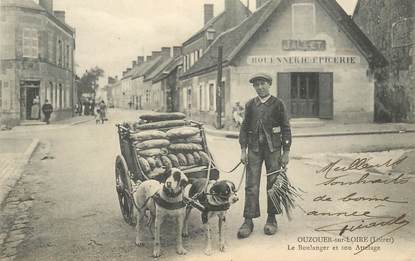 CPA FRANCE 45 " Ouzouer sur Loire, le boulanger et son attelage" / VOITURE A CHIEN