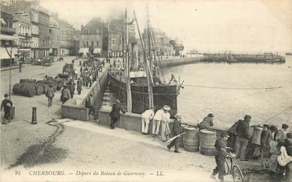 CPA FRANCE 50 "Cherbourg, départ du bateau de Guernesey"