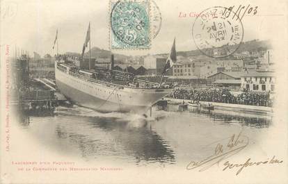 / CPA FRANCE 13 "La Ciotat, lancement d'un paquebot de la Cie des messageries maritimes "