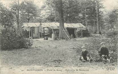 CPA FRANCE 91 "Montgeron, Forêt de Sénart, habitations de bûcherons"