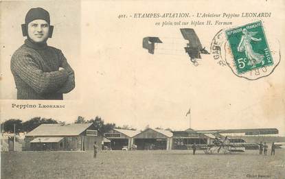 CPA FRANCE 91 "Etampes Aviation, aviateur P.Leonardi"