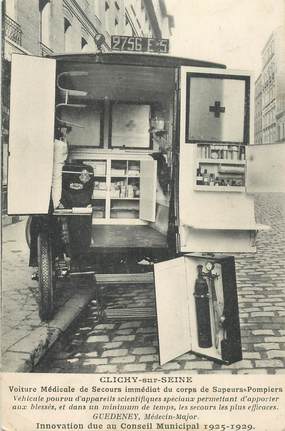 CPA FRANCE 92 "Clichy sur Seine, voiture médicale des sapeurs pompiers"