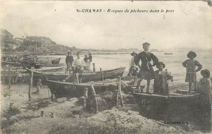 / CPA FRANCE 13 "Saint Chamas, barques de pêcheurs dans le port" / ENFANTS