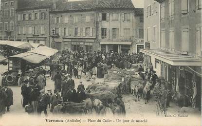 CPA FRANCE 07 "Vernoux, Place du Cadet, un jour de Marché"