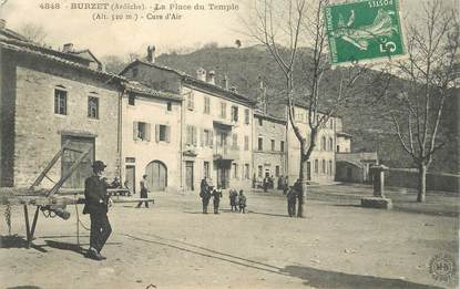 CPA FRANCE 07  "Burzet, la place du Temple"