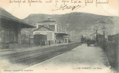 CPA FRANCE 07 "Le Pouzin, la gare" / TRAIN