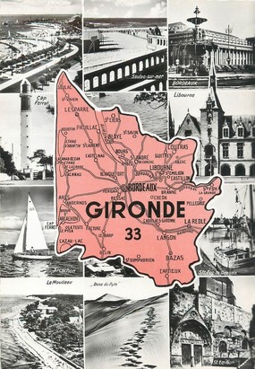 / CPSM FRANCE 33 "Gironde" / CARTE  GEOGRAPHIQUE