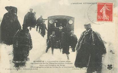 CPA FRANCE 07 "Saint Agrève, locomotive chasse neige des chemins de fer départementaux bloquée dans la neige"