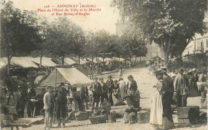 CPA FRANCE 07 "Annonay, place de l'Hotel de ville et le marché"