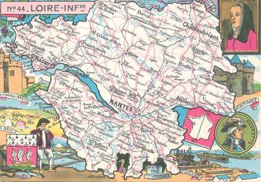 / CPSM FRANCE 44 "Loire Inférieure" / CARTE  GEOGRAPHIQUE