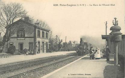 CPA FRANCE 35 "Pleine Fougères, la gare" / TRAIN