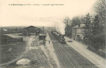 CPA FRANCE 35 "L'Hermitage, la gare" / TRAIN