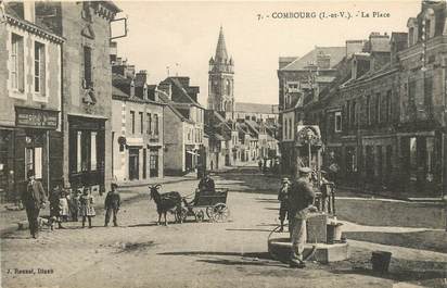 CPA FRANCE 35 "Combourg, la place, attelage de chèvre"