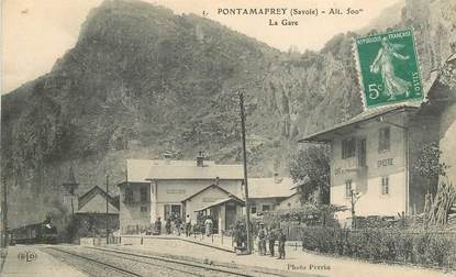 CPA FRANCE 73 "Pontamafrey, la gare" / TRAIN