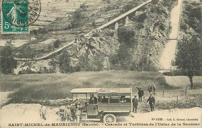 CPA FRANCE 73 "Saint Michel de Maurienne, Cascade et Turbines de l'Usine de la Saussaz" / AUTOBUS