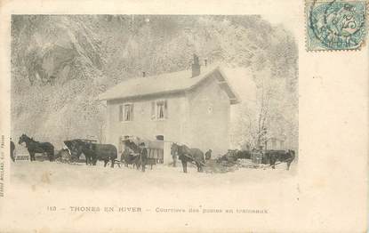 CPA FRANCE   74 "Thones, en hiver, courriers des postes en traineaux"