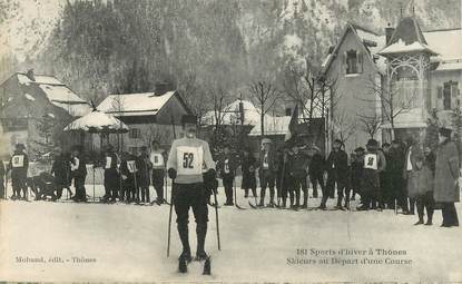 CPA FRANCE   74 "Thones, skieurs au départ d'une course"