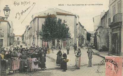 CPA FRANCE 34 "Mèze, rue des Casernes et rue des Artistes"