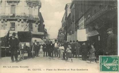 CPA FRANCE 34 "Cette, Place du Marché et rue Gambetta"