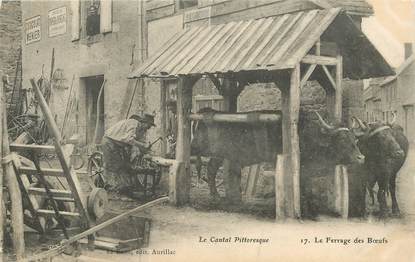  CPA FRANCE 15 "Cantal, le Ferrage des Boeufs"