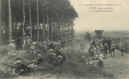  CPA FRANCE 14 "Colonie de Courvaudon, le café en campagne"