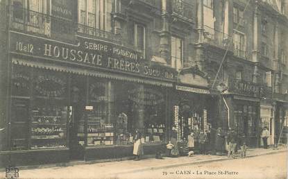  CPA FRANCE 14 "Caen, la place Saint Pierre, Horlogerie Bijouterie HOUSSAYE Frères"