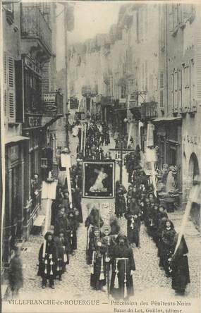  CPA FRANCE 12 "Villefranche de Rouergue, Procession des pénitents noirs"