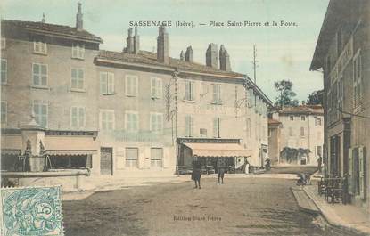 / CPA FRANCE 38 "Sassenage, place Sainte Pierre et la poste"