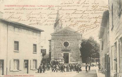 / CPA FRANCE 38 "Saint Quentin Fallavier, la place et l'église" / F.M