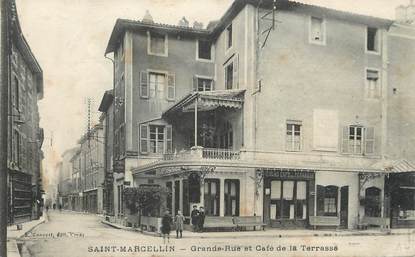 / CPA FRANCE 38 "Saint Marcellin, grande rue et café de la terrasse"