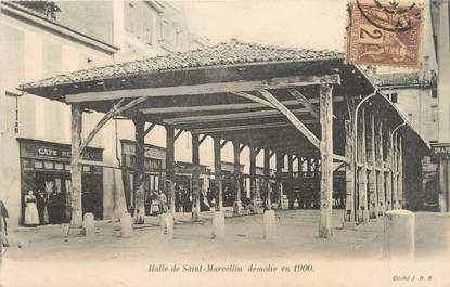 / CPA FRANCE 38 "Halle de Saint Marcellin, démolie en 1900"