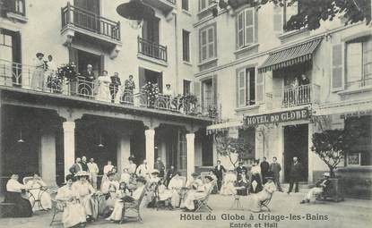 / CPA FRANCE 38 "Uriage les bains, hôtel du globe, entrée et Hall"