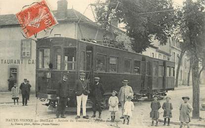 CPA FRANCE 87 "Bellac, arrivée du tramway, avenue de la gare"