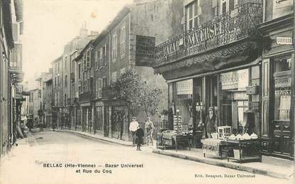 CPA FRANCE 87 "Bellac, Bazar universel et rue du Coq"