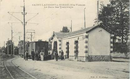 CPA FRANCE 87 "Saint Laurent sur Gorre, la gare des Tramways" / TRAIN