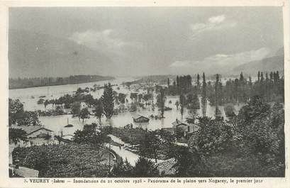 / CPA FRANCE 38 "Veurey, inondations du 21 octobre 1928, panorama de la plaine"