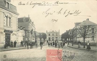 CPA FRANCE 49 "Segré, la gare et l'Hotel Martin"