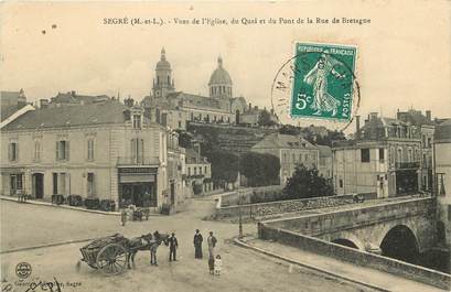 CPA FRANCE 49 "Segré, vue de l'Eglise, du Quai et du Pont de la Rue de Bretagne"