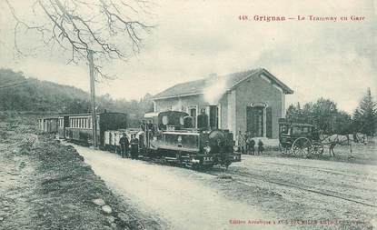 CPA FRANCE 26   "Grignan, le tramway en gare" / TRAIN