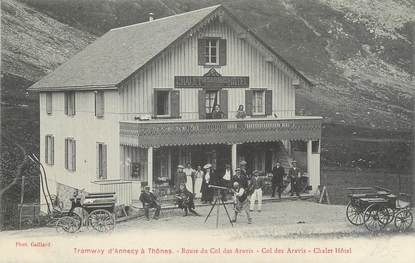/ CPA FRANCE 74 "Tramway d'Annecy à Thônes, route du Col des Aravis"
