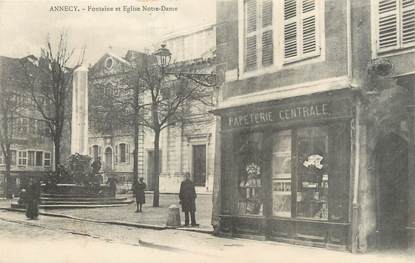 / CPA FRANCE 74 "Annecy, fontaine et église Notre Dame"