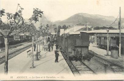 / CPA FRANCE 74 "Annecy, la gare et le Parmelan"