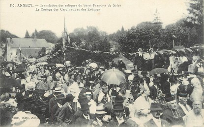 / CPA FRANCE 74 "Annecy, translation des reliques de Saint François de Sales, le cortège des Cardinaux et des Evêques"